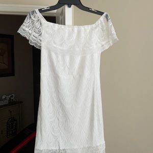 Off the shoulder women’s white lace dress